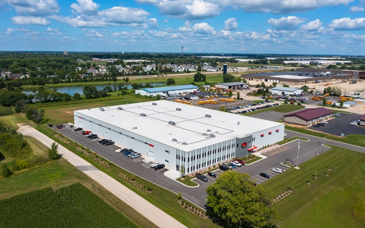 daytime aerial view of Wehrli Custom Fabrications in DeKalb Illinois