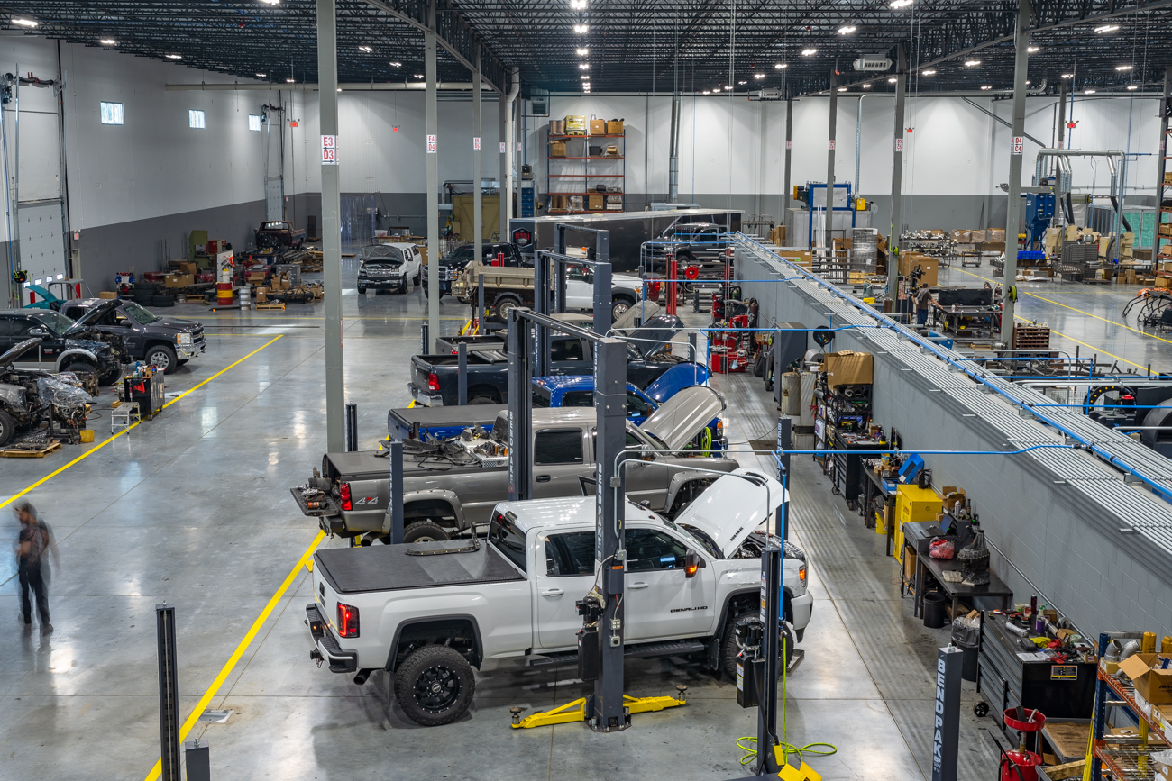 truck maintenance area at Wehrli Custom Fabrications